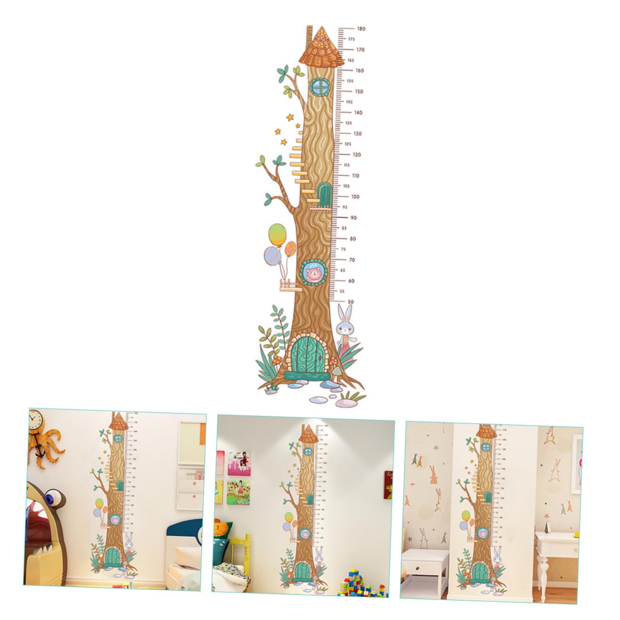 Self-Adhesive Height Growth Chart Sticker for Peel Stick PVC Wall Ruler for Smooth Surfaces Removable Growth Measurement Decor for Nursery and Playroom
