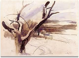 LKXGRRSFG Winter Farm Scene Andrew Wyeth Canvas Print - American Realism Art, Watercolor & Egg Tempera Painting For Home Decor 15.7x22in