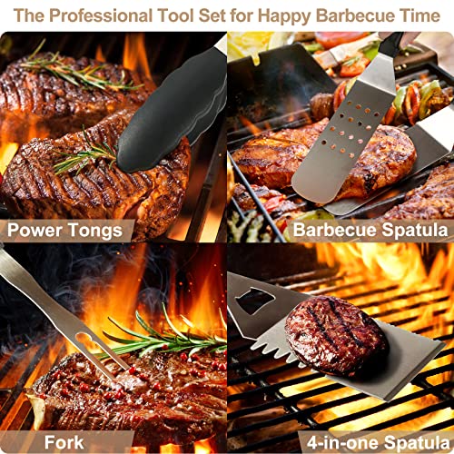 Aicion Grill Accessories, 17 Pcs Stainless Steel Grill Tool Set With Spatula, Scraper/Chopper, Saucer Bottle, Power Tongs, Oil Brush For Blacktone, Bbq Utensils Gift Kit Cooking Indoor Or Outdoor #TOP1