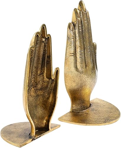 Vintage Metal Bookends Sturdy Hand-Shaped Book Holders with Polished Smooth Finish Decorative Book Stoppers for Shelves Desks Offices and Living