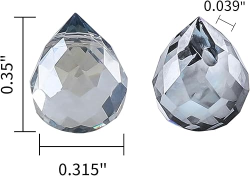 Miniatura 2 de 98 gotas de cristal  Novborcz - Lágrimas perforadas en la parte superior de 0.315 x 0.354 in, colgantes para proyectos de bricolaje, aretes,
