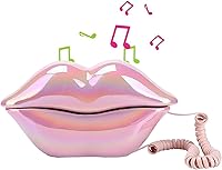 Vista 8 de Advanced Home Telephone, Wired Novelty Cute Sexy Lip Phone, Wire Phone Home Decoration for Home Hotel Office Decor Gift (Electroplated Pink)