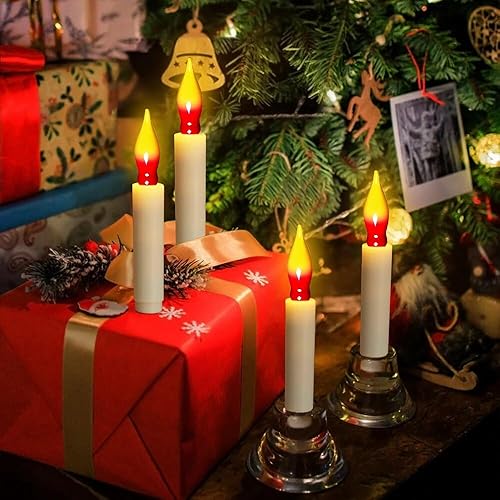 Miniatura 6 de Bombillas de llama de Navidad, paquete de 12 bombillas de vela de Navidad, bombillas rojas y amarillas C18 de 1 vatios120 voltios para interiores y