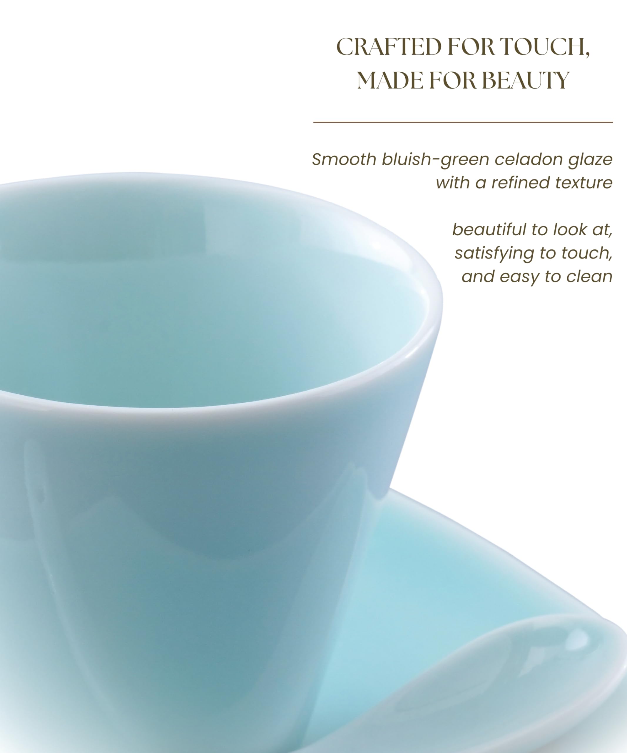 Selected - Juego de tazas de café de porcelana de 2 a 5 onzas, taza de café expreso, demitasse, taza de té con platillo y cuchara, apta para microondas y lavavajillas, estilo moderno y clásico,