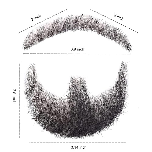 Miniatura 6 de Ailsa Bigote falso, barba realista, 100% cabello humano, cabello facial atado a mano, pelo facial negro de cabra, barbas falsas de encaje, bigote