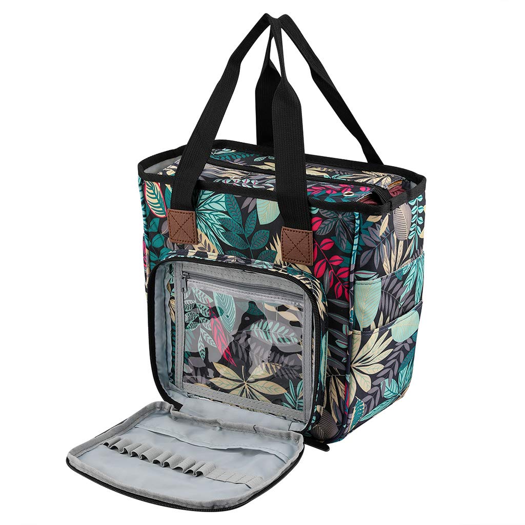 Bolsa de tejer portátil, organizador de almacenamiento de hilo, ganchillo, aguja, cesta de almacenamiento, funda rígida