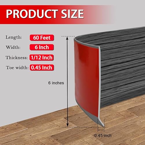 Miniatura 72 de FONUNO - Base de vinilo para pared, moldura de zócalo de 4 pulgadas, flexible, autoadhesiva con diseño para pegar y despegar, 4 pulgadas x 20 pies