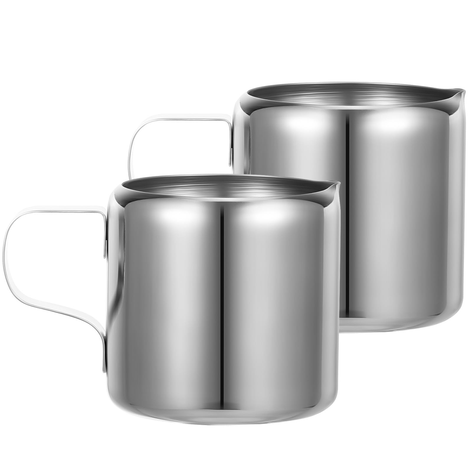 TOYANDONA 2Pcs Stainless Steel Milk Frothing Pitchers 60Ml Metal Coffee Creamer Jugs for Espresso and Latte Art, Small Milk Foaming Cups Suitable for Home and Café Use