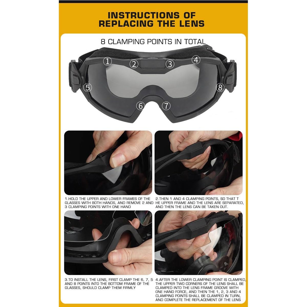 Gafas Tácticas Antivaho con Microventilador Y Lentes De PC Reemplazables