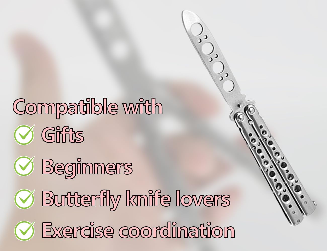 Cuchillo de mariposa entrenador plateado ZoeTekway para principiantes