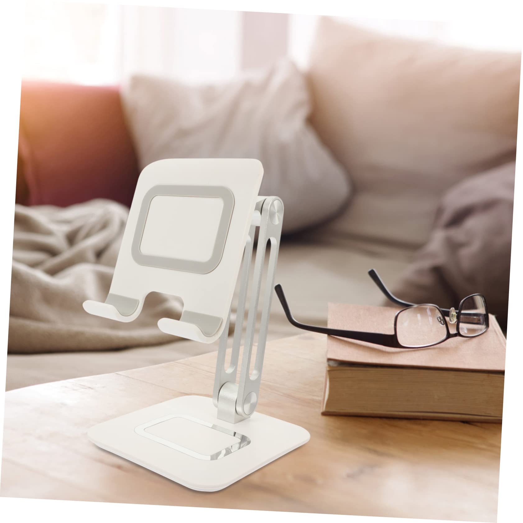 HOMSFOU Support Pliable de Téléphone de Bureau en Métal, Blanc