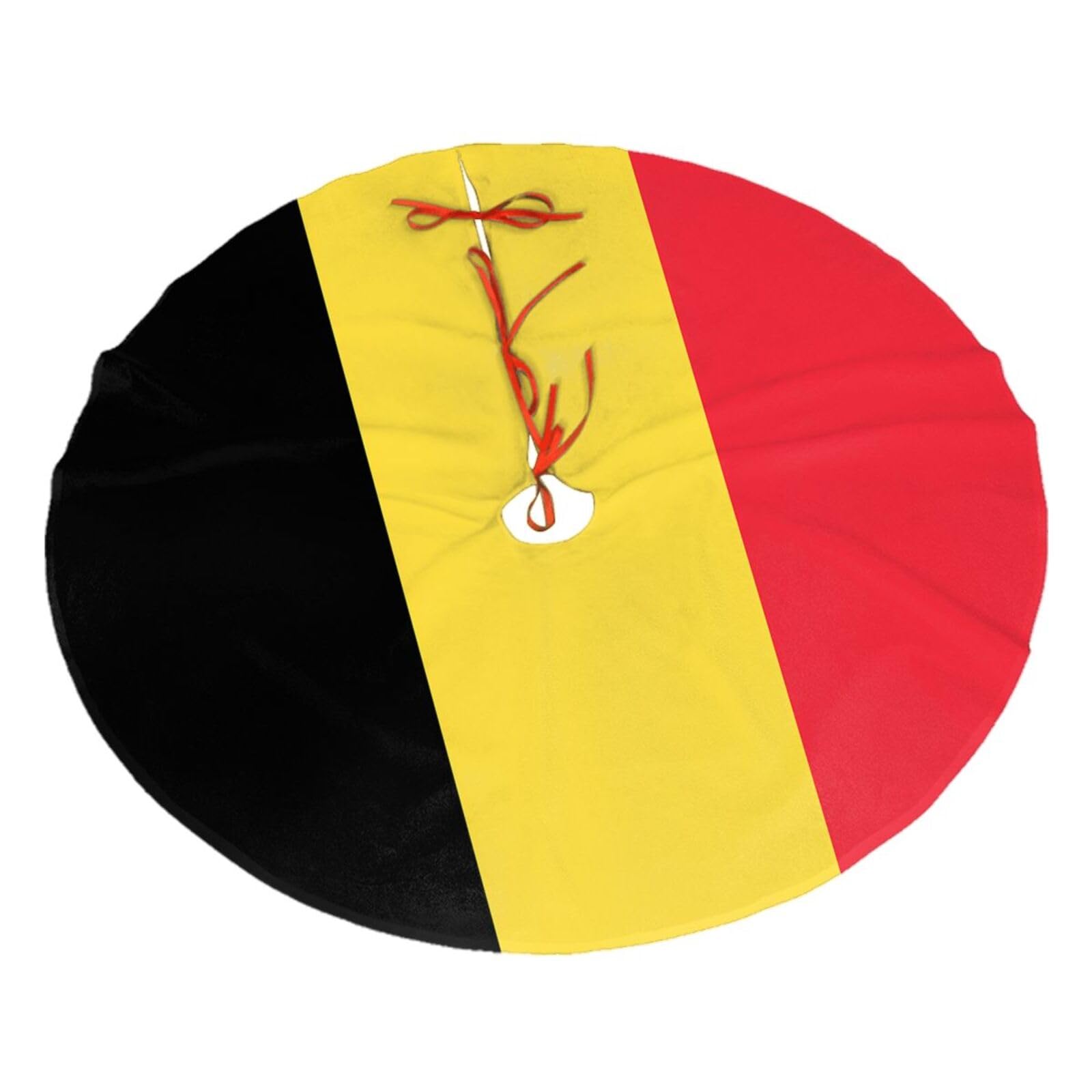 Flag of Belgium Printed Christmas Tree Skirt Christmas Plush Tree Skirt 48 inches (About 112.2 cm) Christmas