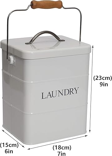 Miniatura 3 de Morezi Contenedor de detergente para ropa sucia, recipientes para jabón en polvo con tapa y cuchara incluidas, latas resistentes perfectas para
