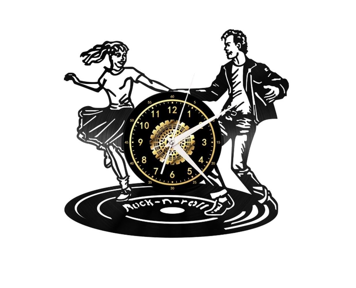 Horloge murale disque vinyle vintage noir fait main 30cm