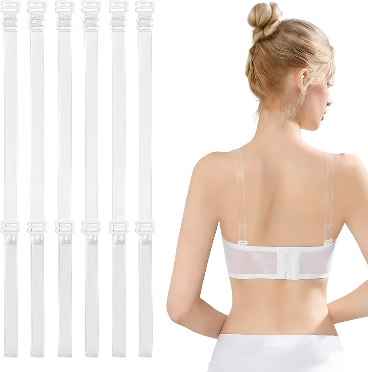 3 Pairs Adjustable Bra Strap | Replacement for Swimwear & Dresses, Elastic Straps with Hooks