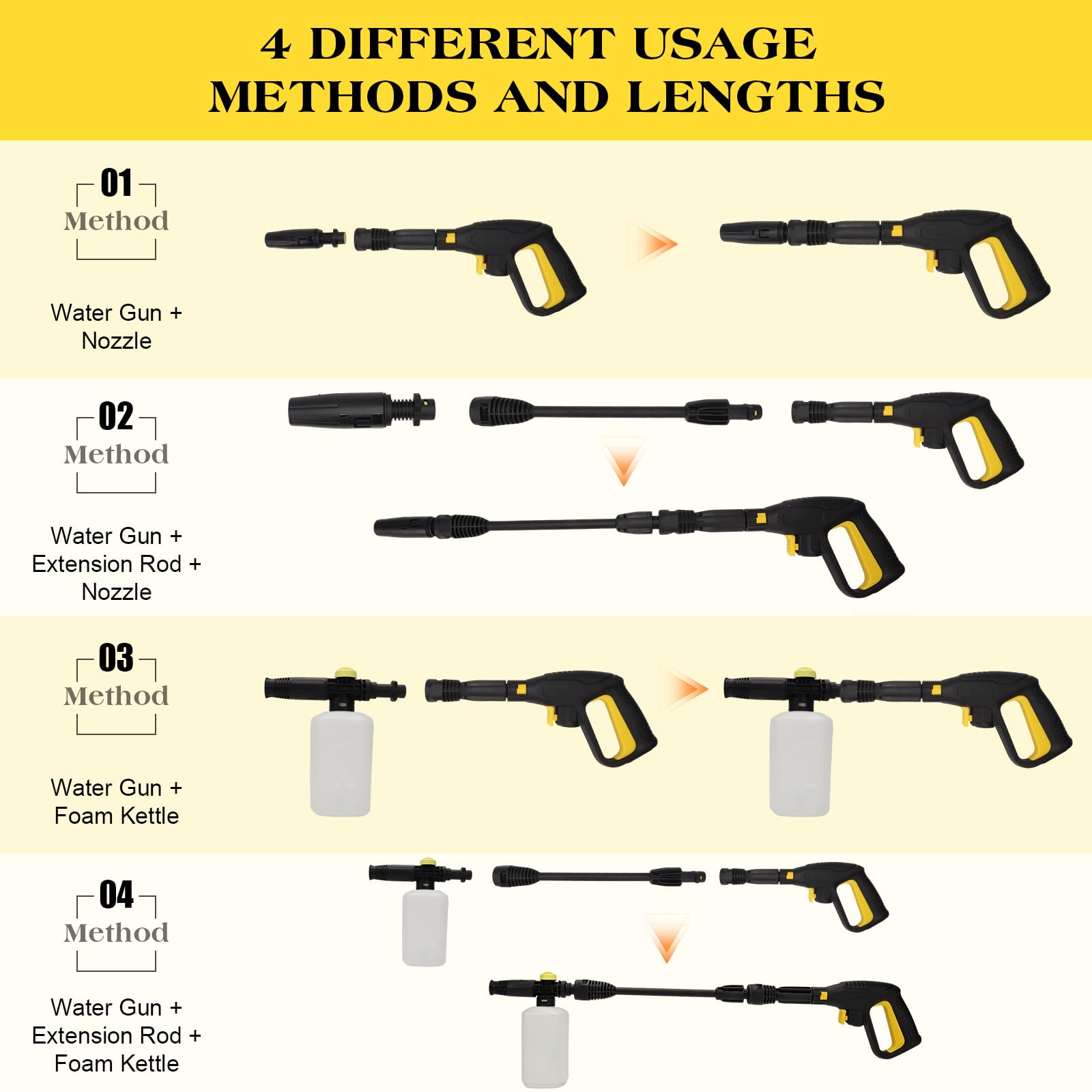 Pistola de repuesto para limpiadora de alta presión Karcher K2 K3 K4 K5 K6 K7 de repuesto para hidrolimpiadora de alta presión con lanza, botella de pistola de pistola de espuma de 750 ml, boquilla de