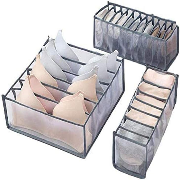 HONESFRIENWL 3Pcs Underwear Drawer Organiser, Underwear Bra Socks Panty