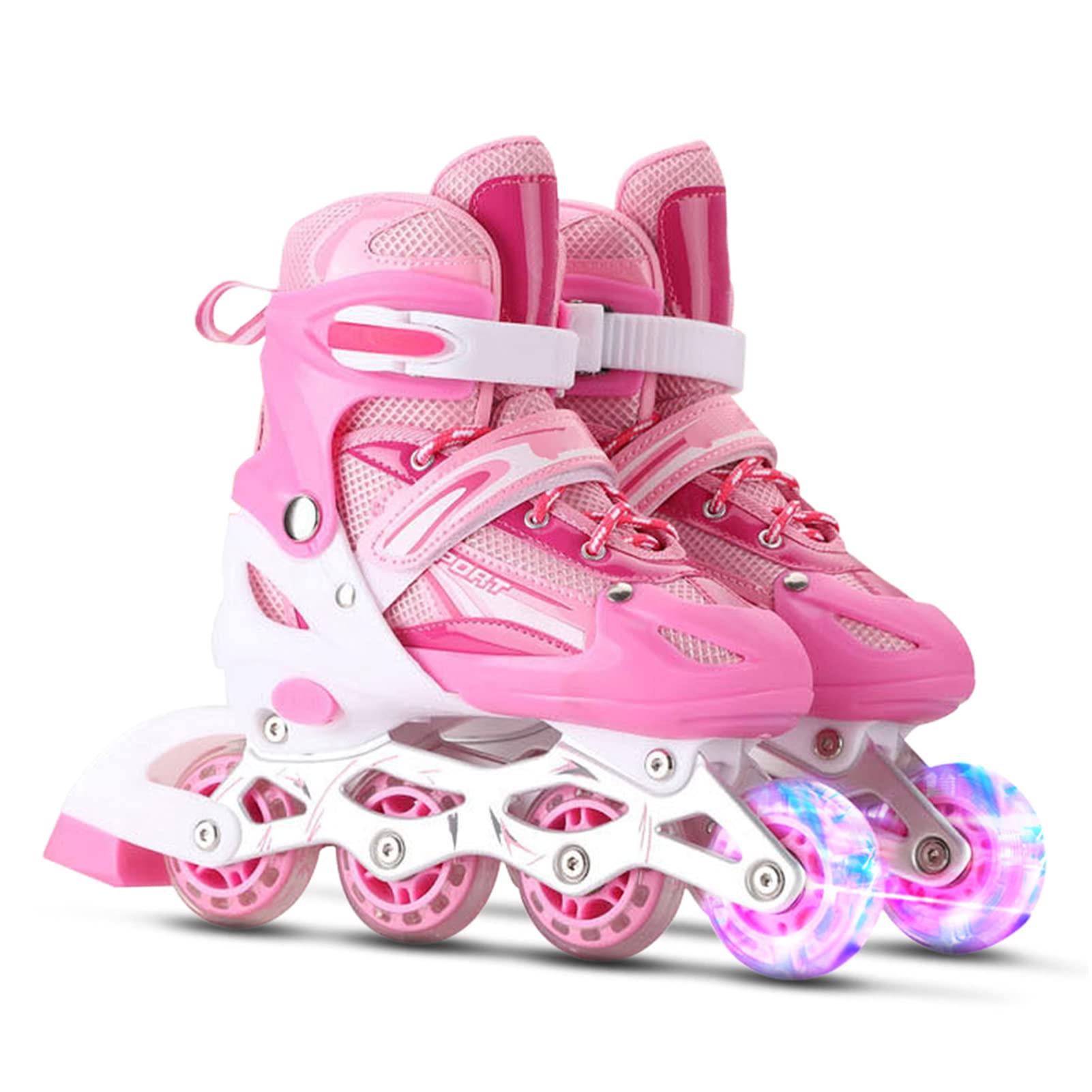 Patins à roues alignées évolutifs pour enfants et adultes avec roues lumineuses