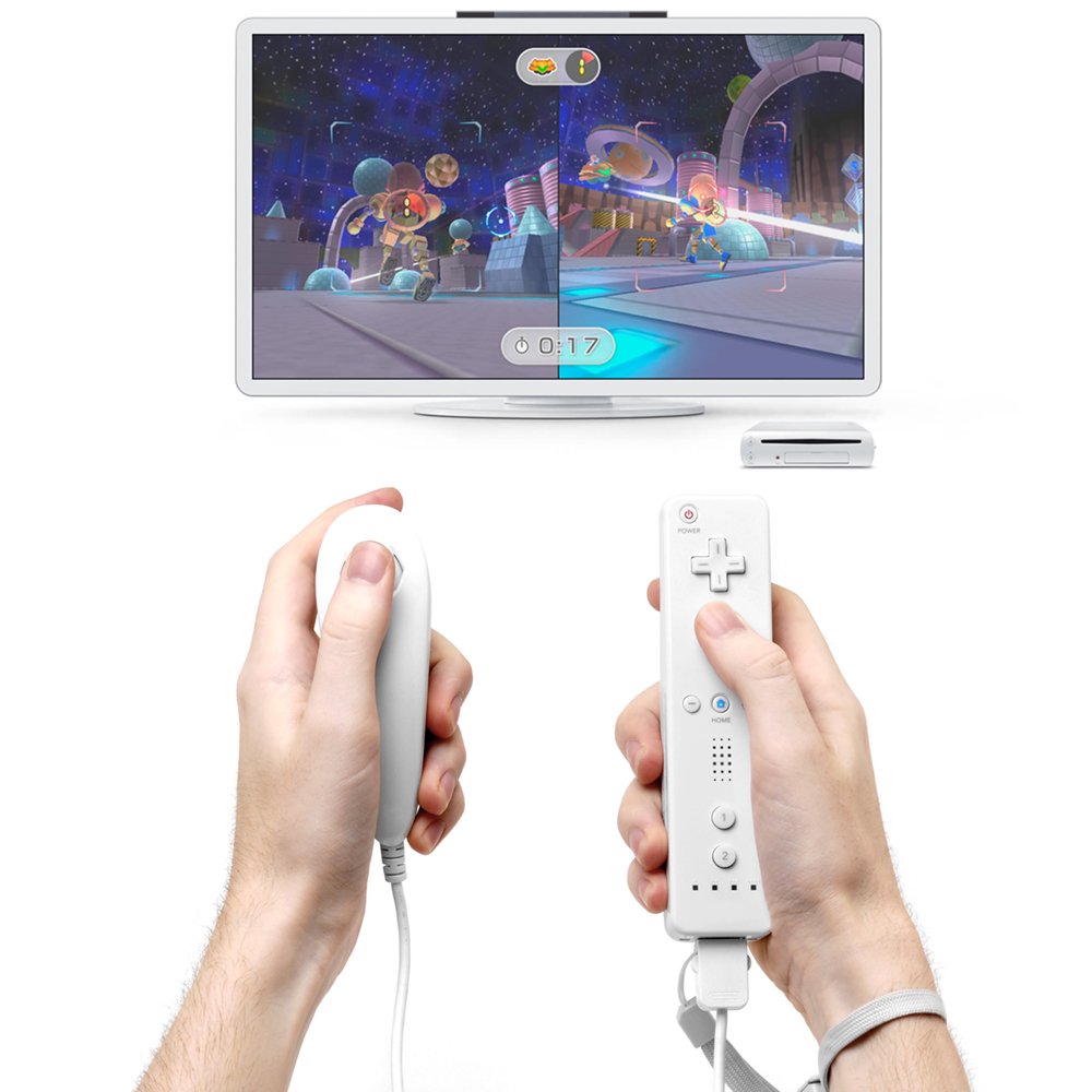 AFUNTA Nunchuck Contrôleurs pour Nintendo Wii U, Lot de 2 Manettes Remplacement pour WII U Jeu Vidéo - Noir, Blanc [video game] [video game]