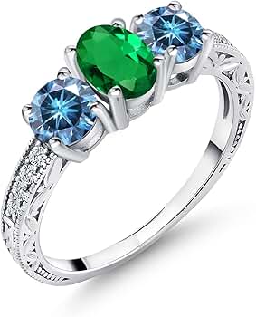 ママ❣️合成エメラルドリング 12 13 Amazon | [Gem Stone King] 1.72カラット ナノエメラルド リング 指輪