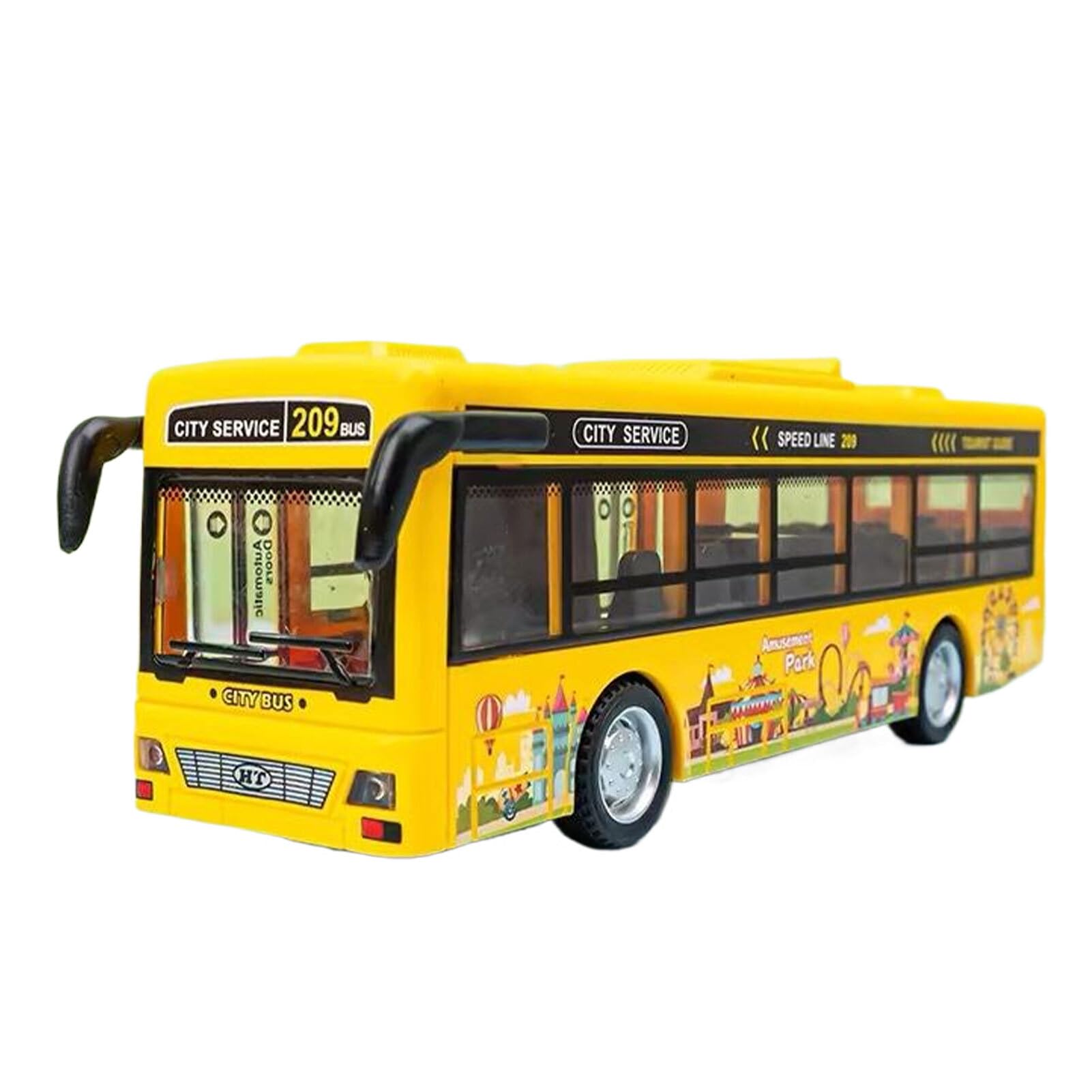 Zymoplas Simulated Bus Model with Durable Adding Extra Excitement to Playtime ABS Childrens Large Bus Toy Audio-Visual Bus Car, Yellow