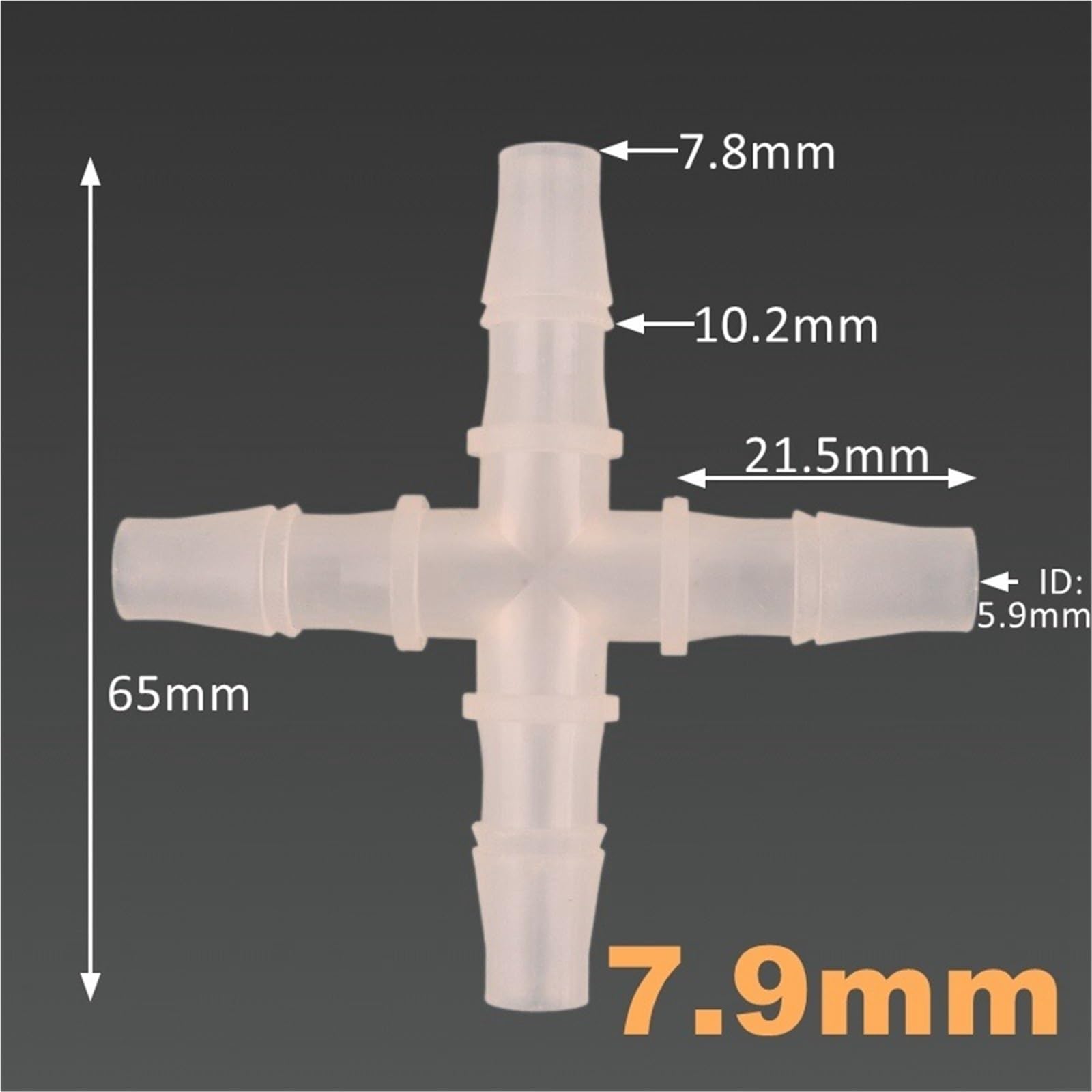 200 pz 2.4~12.7mm Connettore a croce in plastica 2 4 6 8 10 12mm Irrigazione del giardino Uguale a 4 vie Acquario Pompa d'aria Tubo flessibile Giunto(7.9mm)