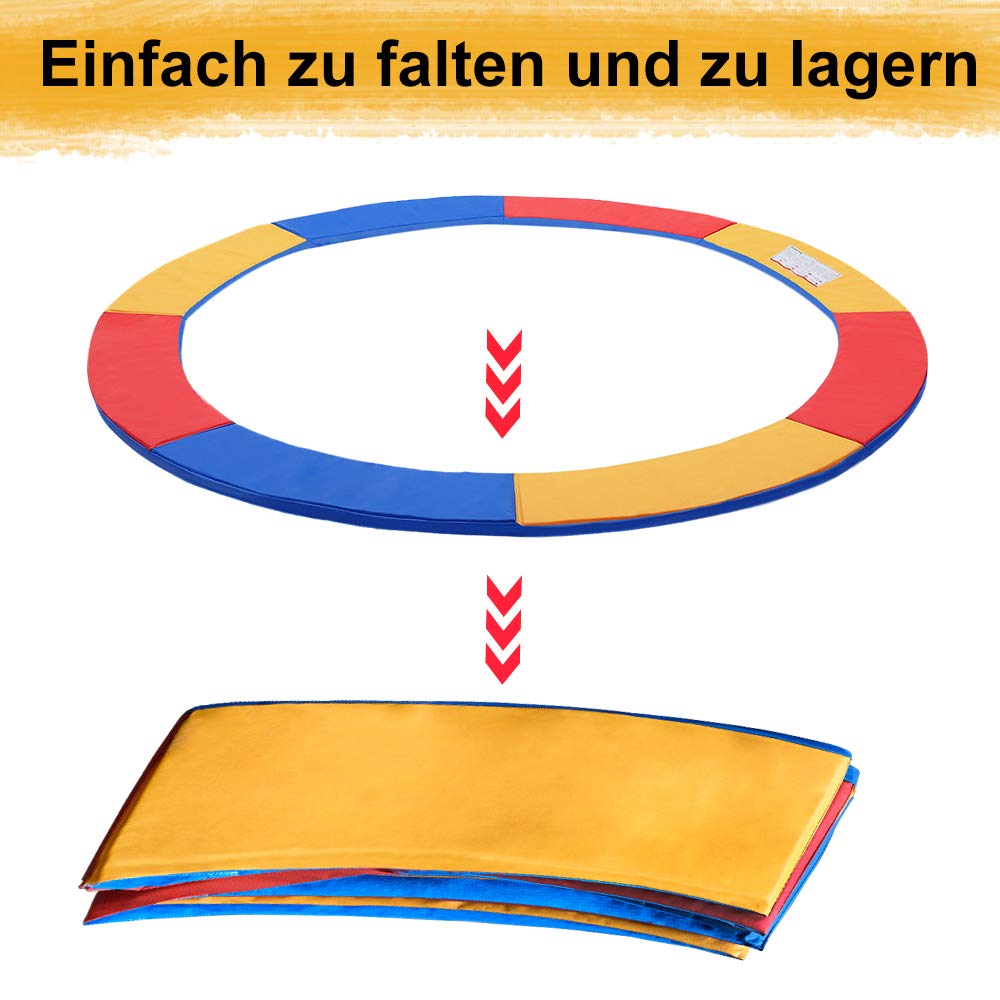Aufun Bordo di Protezione per Trampolino Protezione Bordo Ø244/305/366 cm in PVC PE, Resistente ai Raggi UV, antistrappo, Largo 30 cm, Blu/colorato