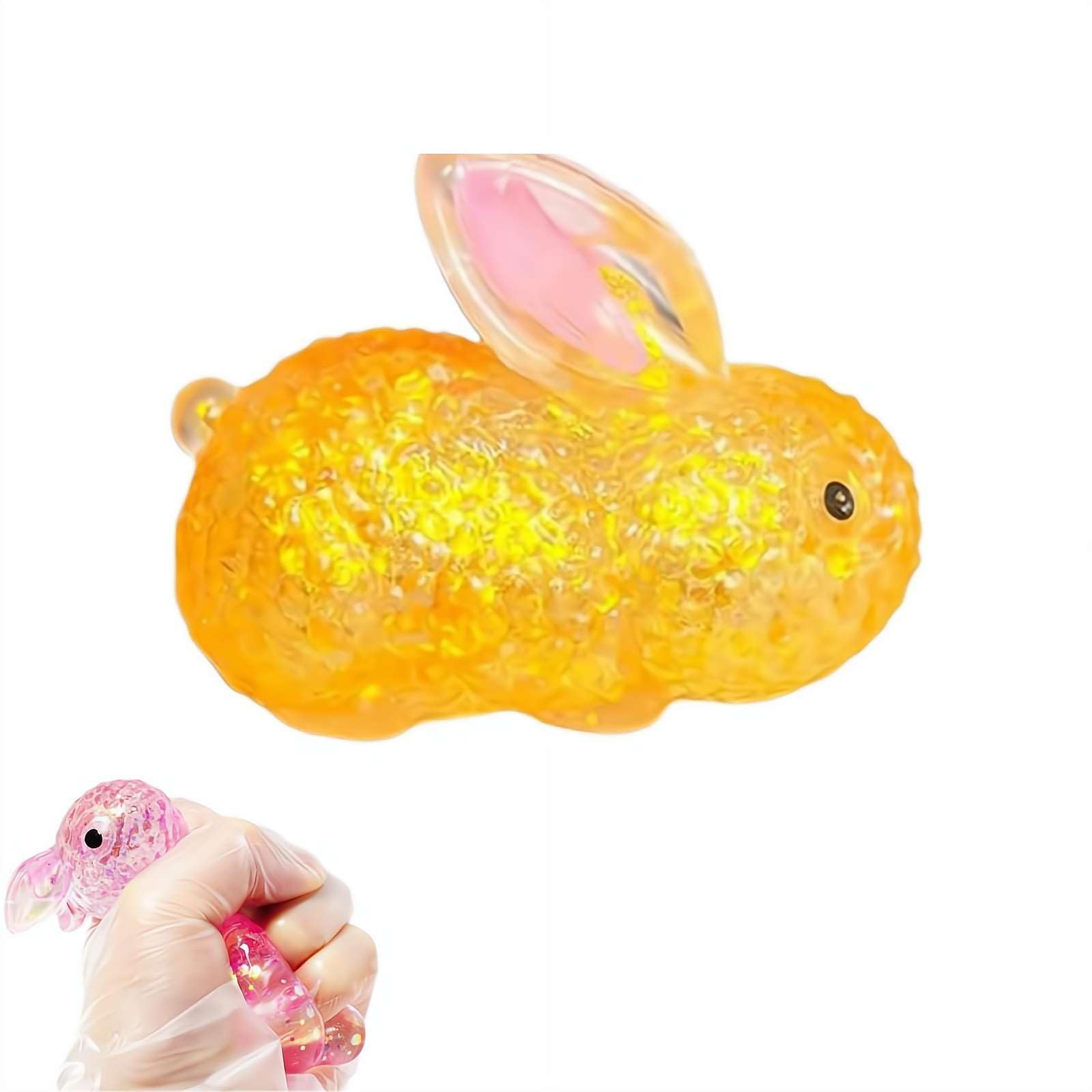 FDEFIRTFG Squeeze toys, SugarToys Easter Rabbit Stress Balls, Basket Stuffer, Easters Bunny Squeeze Fidget Toys(Yellow)