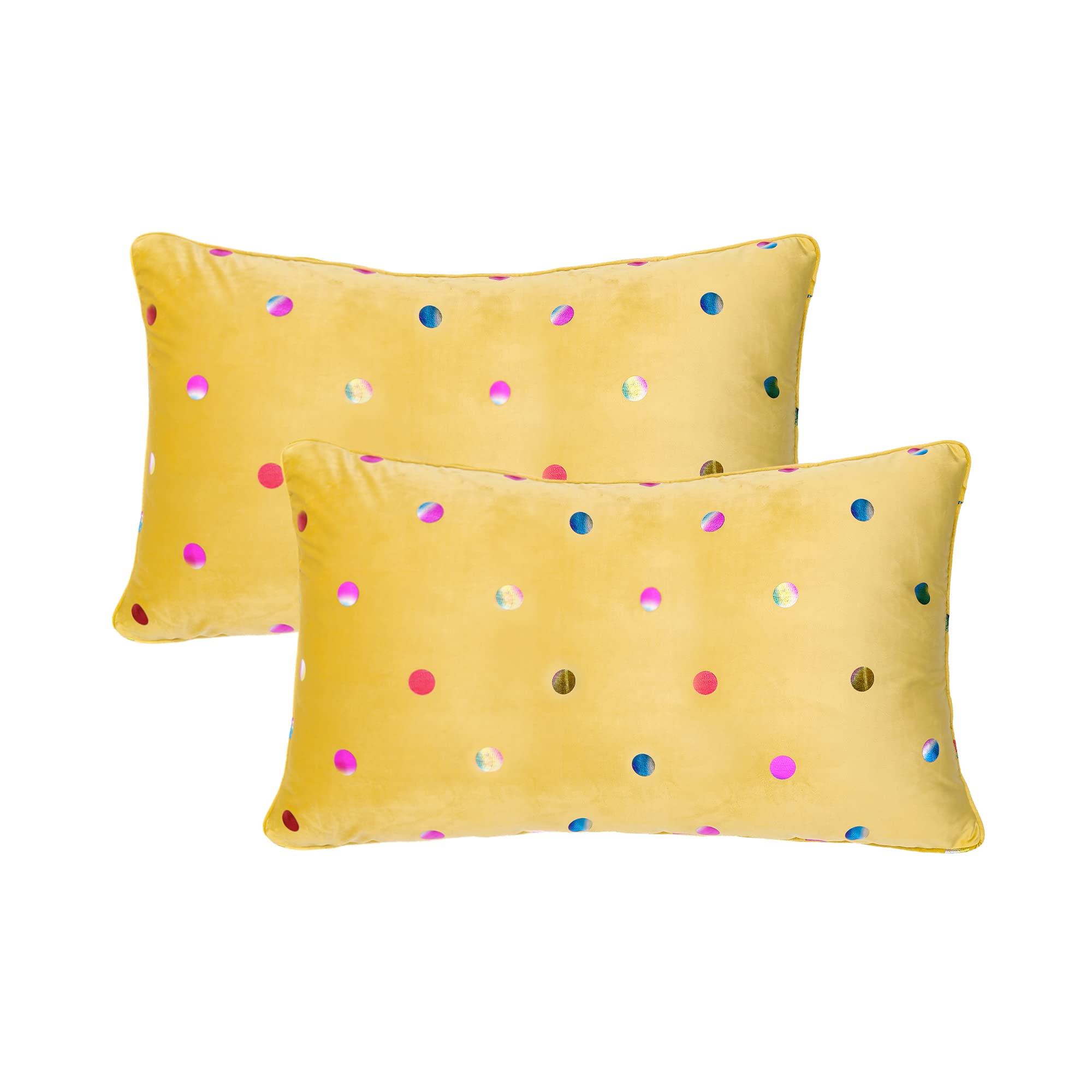 Lotusolution Pack of 2, Velvet Soft Pillow Covers Metallic Polka Dots