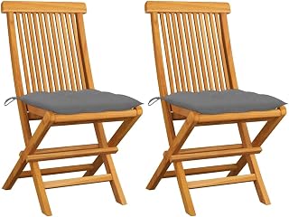 INLIFE Sillas de jardín con cojín gris 2 PCS. Madera maciza teca-2476