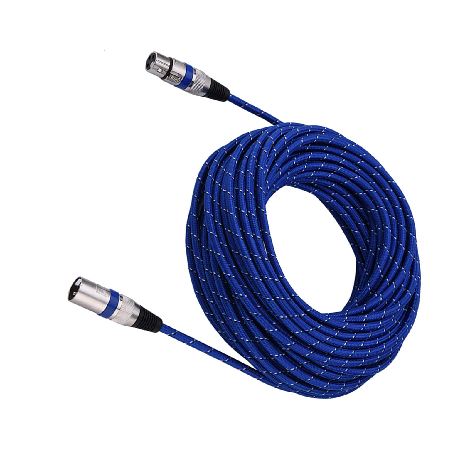 Cavo audio per microfono XLR maschio-femmina bilanciato a 3 pin, cavo per microfono XLR professionale con guaina intrecciata in nylon, design blu resistente alla sporcizia per palc (20m)