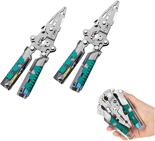 Tuvilo - Alicates eléctricos 2025, alicates eléctricos 20 en 1 con probador de voltaje, kit profesional de pelacables, crimpadora y cortador para