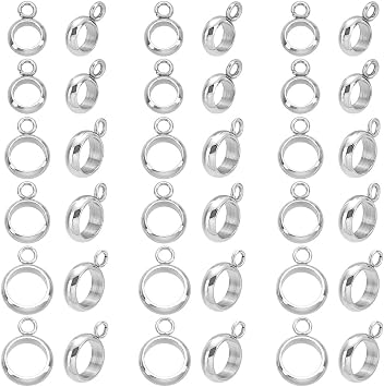 30Pcs 3 Size Ring Hanger Links 6/7/8mm Stainless Steel Bail Beads Bail Hanger Links with Loop for DIY Bracelets Necklace Jewelry Making,Hole1.5-2mm