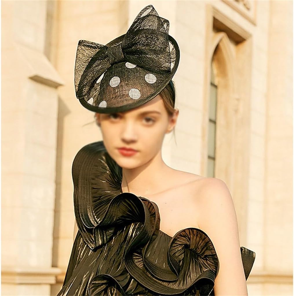 Bowler Hat Spring Celebrity Banquet Wedding Mesh Dot Vintage Ladies Headwear