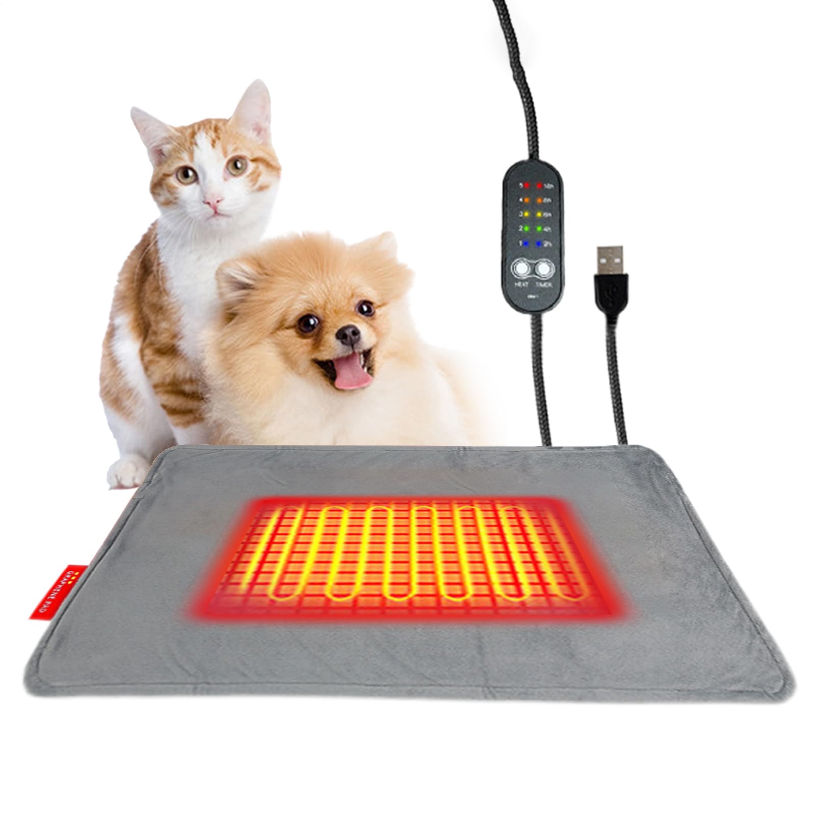 Almohadilla Calefactora para Gatos,5 Niveles De Temperatura Cojines Cálidos Para Dormir Con Temporizador Automático | Almohadillas Térmicas Para Gatos De Interior,para Apartamento Granja Garaje Jaula