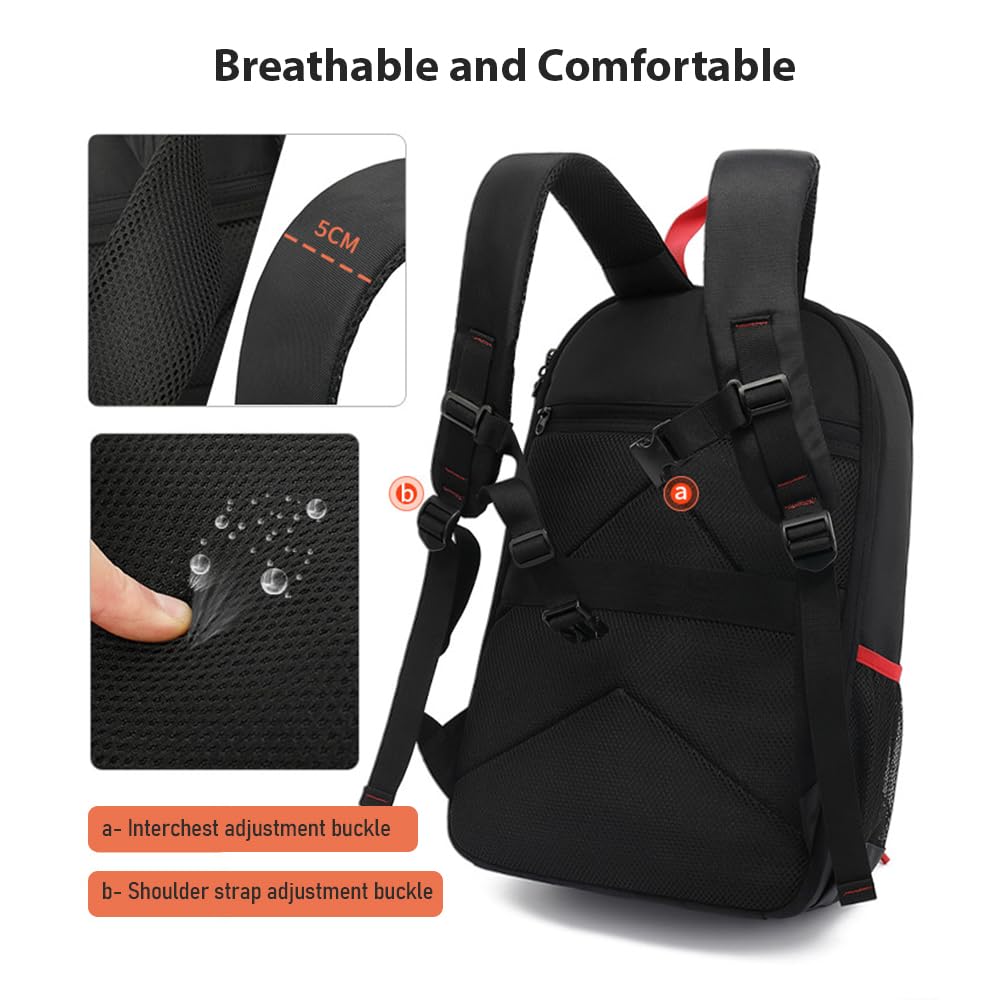 Andoer Zaino per Fotocamera DSLR per Fotografi Professonale Custodia Fotocamera Impermeabile di Grande Capacità Zaino per Fotografia Borsa per Fotocamera Resistente all'acqua con Supporto