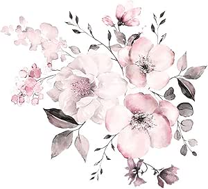 Adesivo Muro Viticcio Fiori Rosa 58x52cm - Decorazione Parete Impermeabile Per Cucina, Camera, Soggiorno - Foto 2