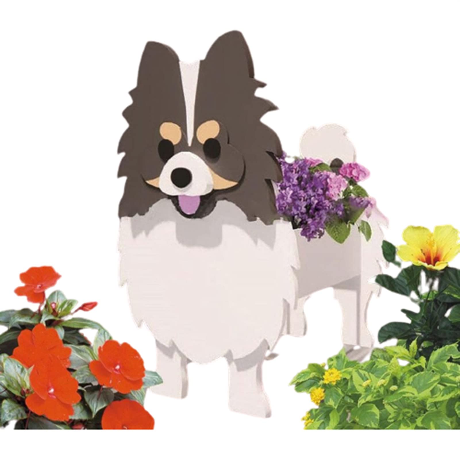 TQQEPOOL Dog Planter,Animal Flower Planter Pot For Outdoor Plants,Handmade Storage Container Planters For Garden Decoration Cactus Office Home Gifts (Color : Pomeranian Gray, Size : 24 * 18cm)