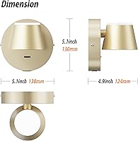 Vista 2 de URSOLA Juego de dos lámparas de pared, apliques de pared LED con interruptor de encendido/apagado, puerto de carga USB, 110 voltios, lámpara