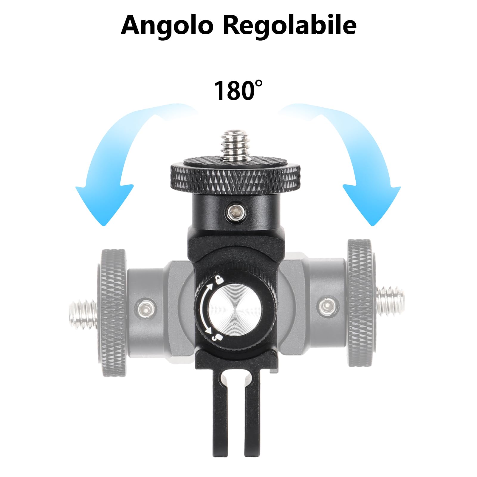 HSU Adattatore verticale per fotocamera Go Pro, in alluminio con foro Cold Shoe per Hero 13/12/11/10/9/8/7/6/5/4/3