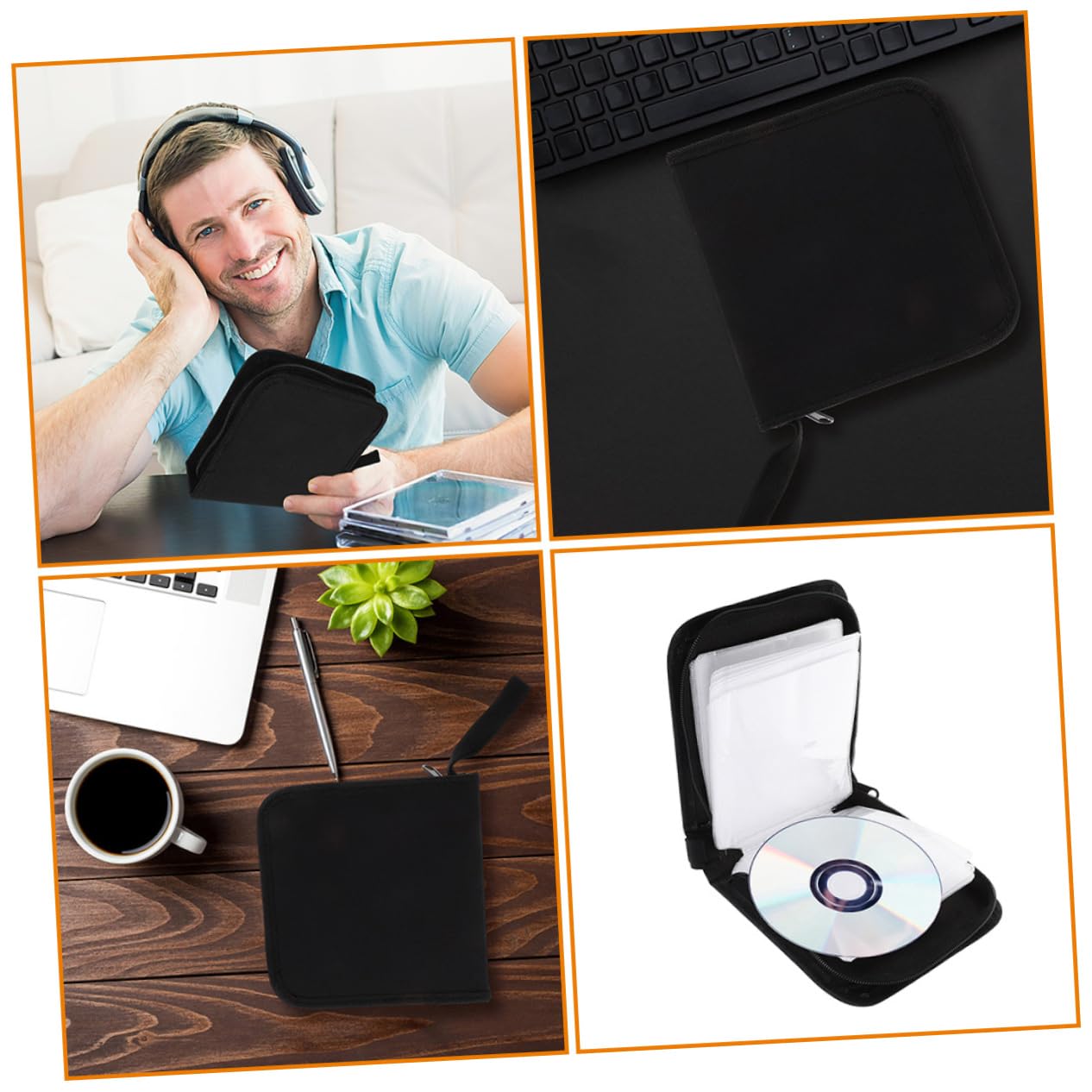Cabilock 5 Set Custodia Portatile Per Dvd Da Organizer Protettivo Con Cerniera Per Viaggi Dvd Per Giochi Musica E Video Dischi Per Bagagli Compatti 2 Pezzi * 5