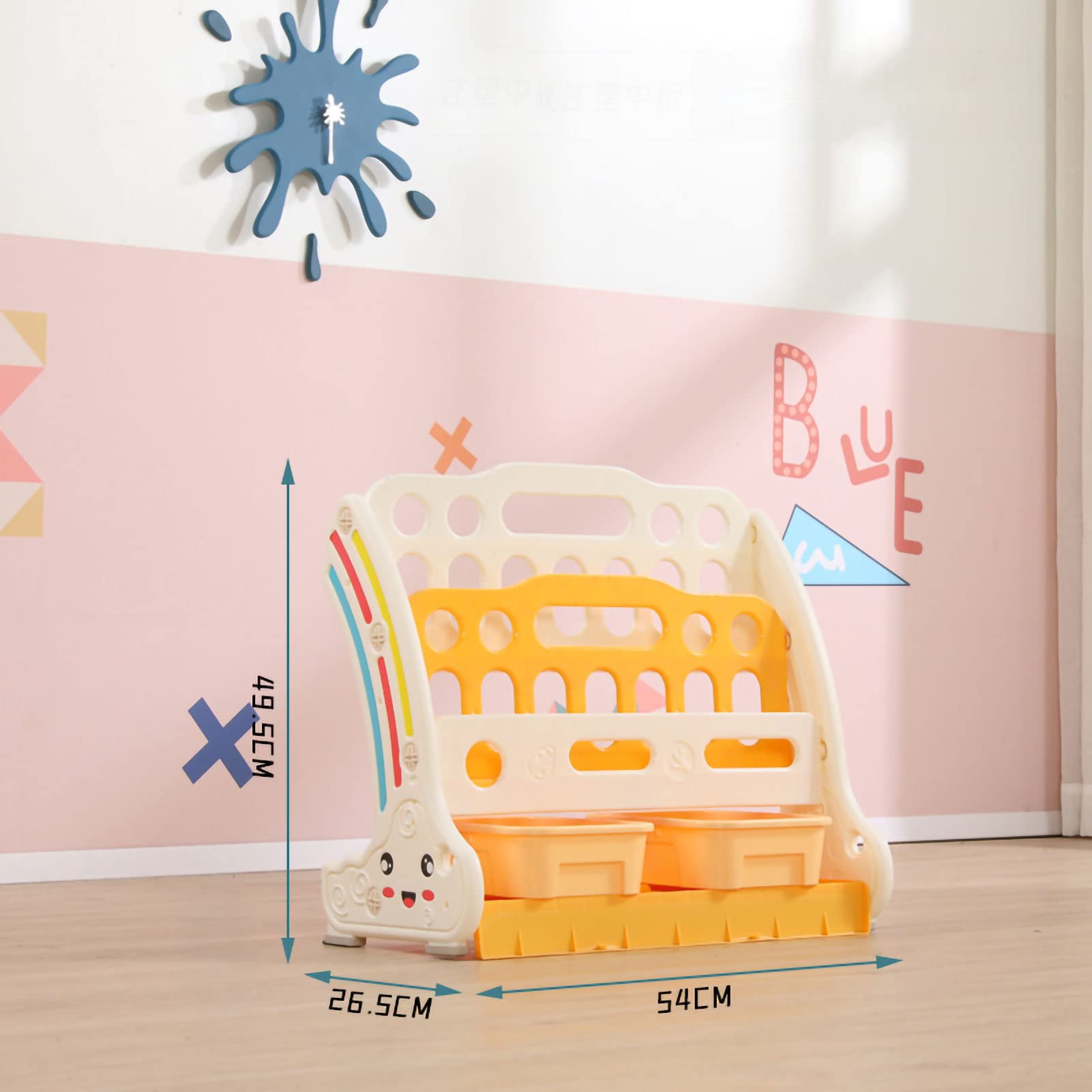 Scaffale per Libri Illustrati per Bambini di Ingegneria Architettonica, Scaffale per Libri Illustrati Senza Giunture, Libreria da Pavimento Stabile per la Scuola Materna, Piastra per (3