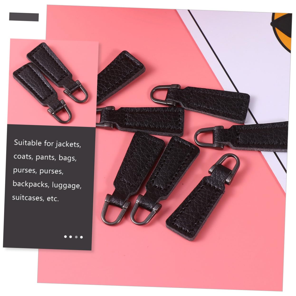 TEHAUX 125piezas Tiradores De Cremallera De Pu Para Reparación De Ropa y Accesorios De Equipaje Cabezas De Cremallera Duraderas Para Mochilas y Proyectos De