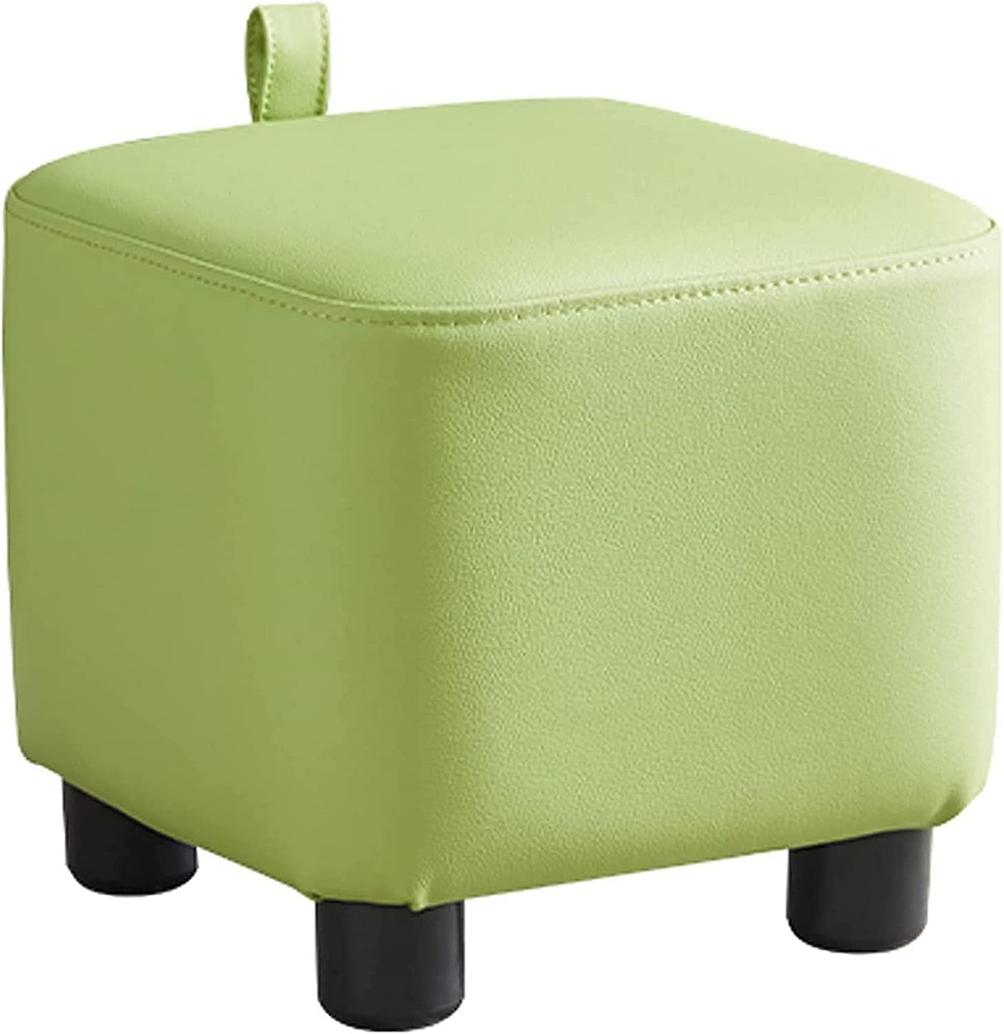 Repose-pieds carré en cuir PU vert avec pieds antidérapants pour le salon
