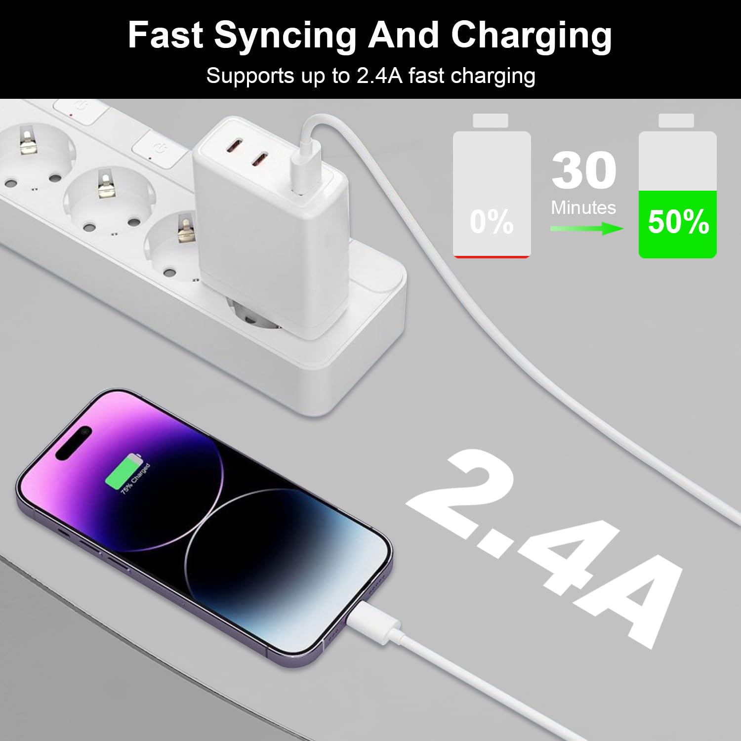 Image secondaire de Câble de Charge Rapide HOSOW pour iPhone 3M - Certifié Apple MFi
