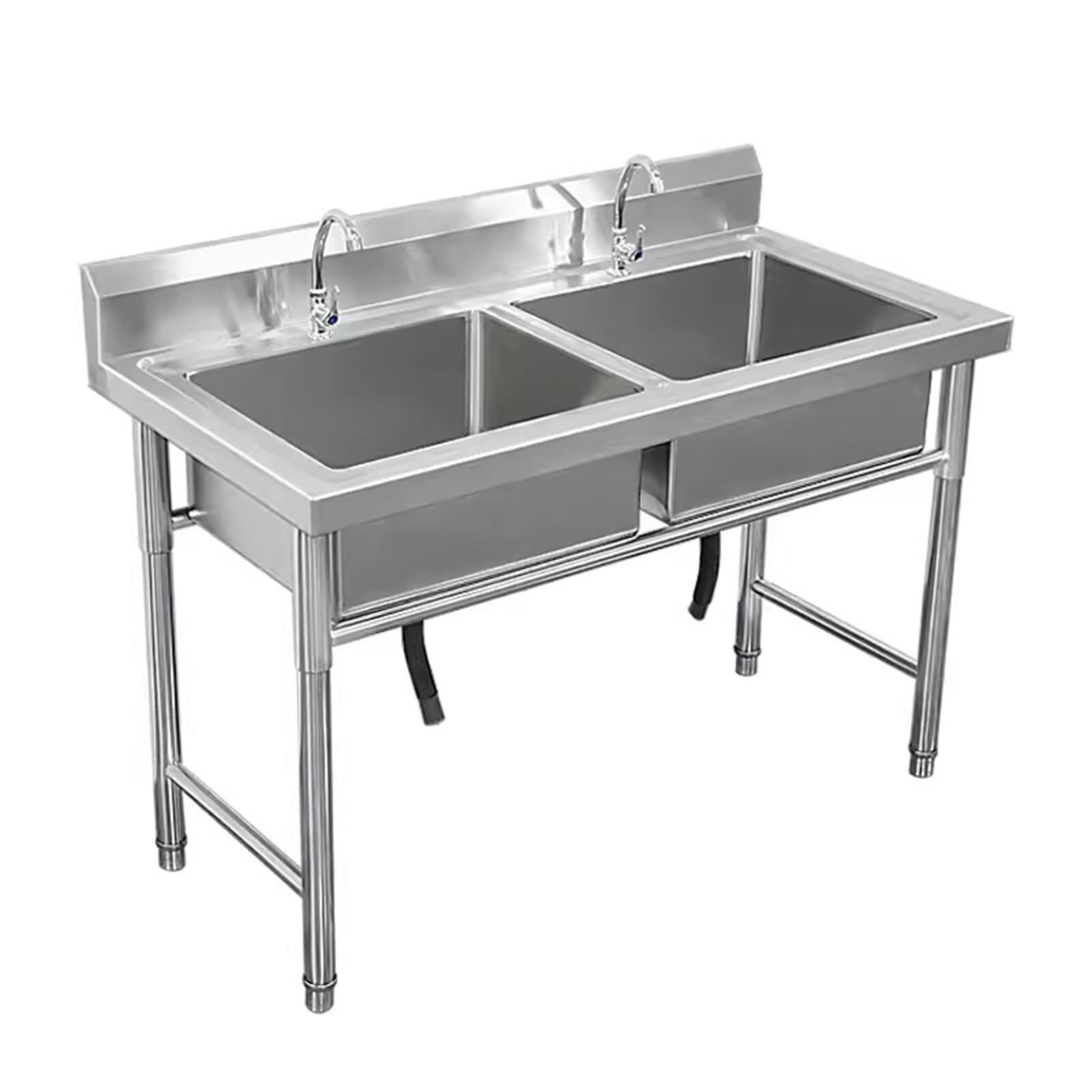 SDdPulse Commercial Stainless Steel Freestanding Utility Sink with Tap and Drainer - Heavy Duty Kitchen Sink for Restaurants and Home Use, Single Colour, 100cm