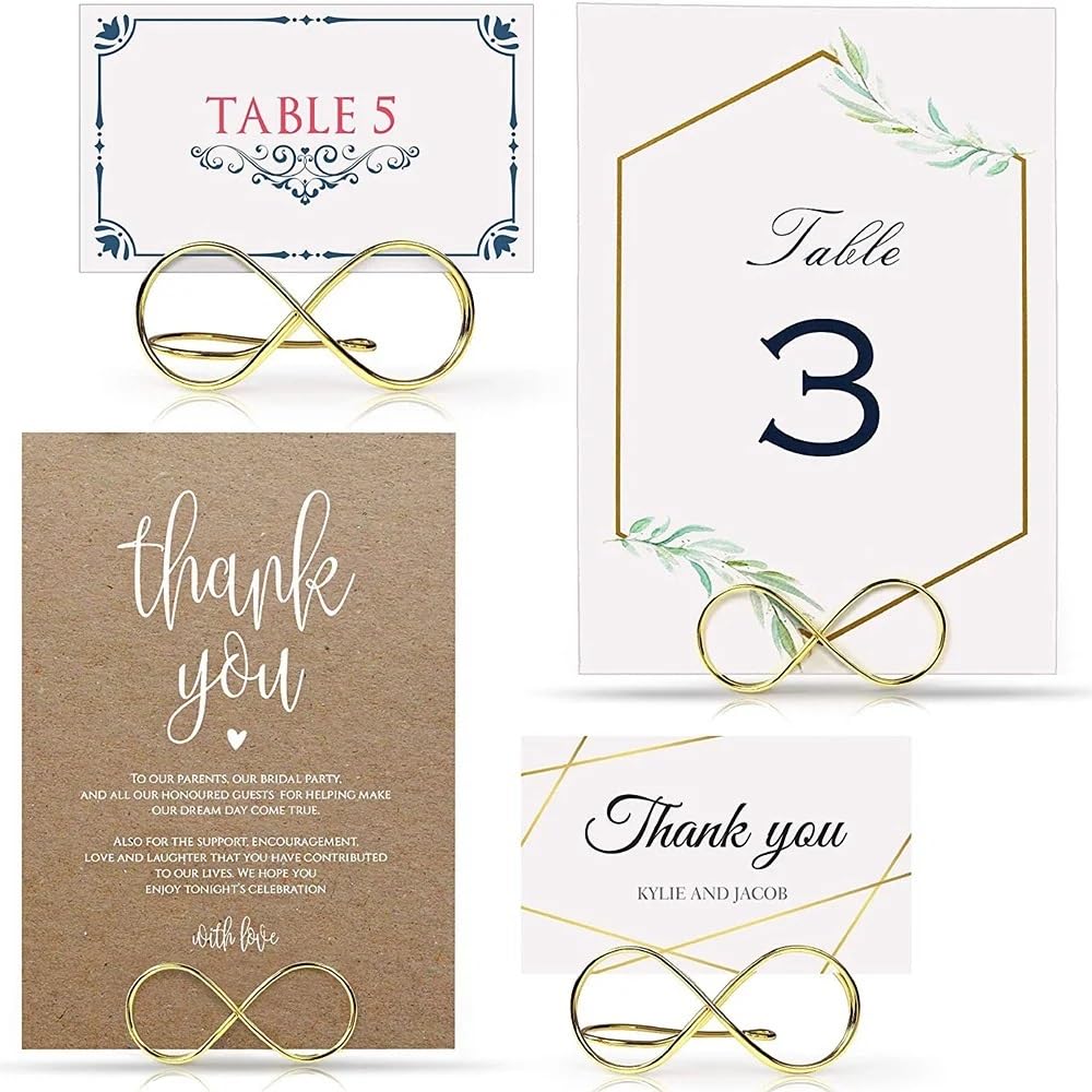 BMKGODN card stand， 10 pcs Rose Gold Table Number Holder Wedding Birthday Party Event Reception Decor Place Card(Gold)