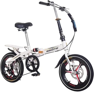 WOLWES Folding Bike, Foldable Bicycle 6-Speed Folding Bicycle Easy Folding City Bicycle,Dual Disc Brake Portable Bike for Women and Men