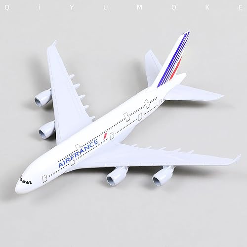 Miniatura 6 de QIYUMOKE Airbus A380 France 1400 Modelo de avión de metal fundido a presión con soporte Sky Jumbo Airliner Modelo Avión Pantalla de aleación Kit de