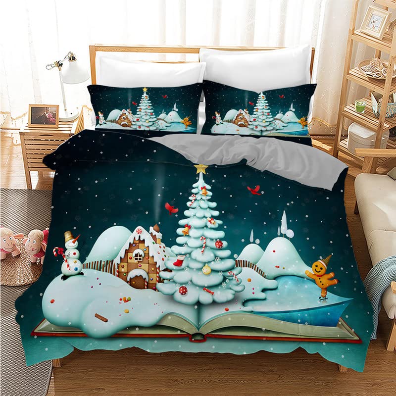 Housse de couette sapin de Noël 160x200 pour chambre d'enfant festive